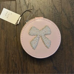 A New Day Pink Round Coin Purse Jewelry Box with Bow Design
